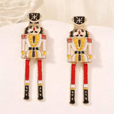 Christmas 18K Gold-Plated Nutcracker Soldier Earrings - Trendsi - Flyclothing LLC