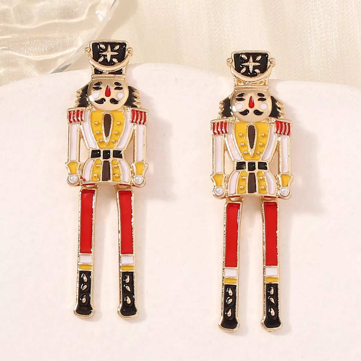 Christmas 18K Gold-Plated Nutcracker Soldier Earrings - Trendsi - Flyclothing LLC