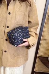 Floral Quilted Clutch with Plaid Lining - Trendsi