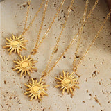 Titanium Steel Sun Shape Pendant Necklace - Trendsi - Flyclothing LLC