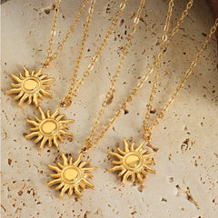 Titanium Steel Sun Shape Pendant Necklace Trendsi