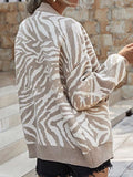 Zebra Print Button Up Cardigan - Trendsi - Flyclothing LLC