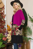 Celeste Full Size Color Block Open Front Cardigan - Trendsi