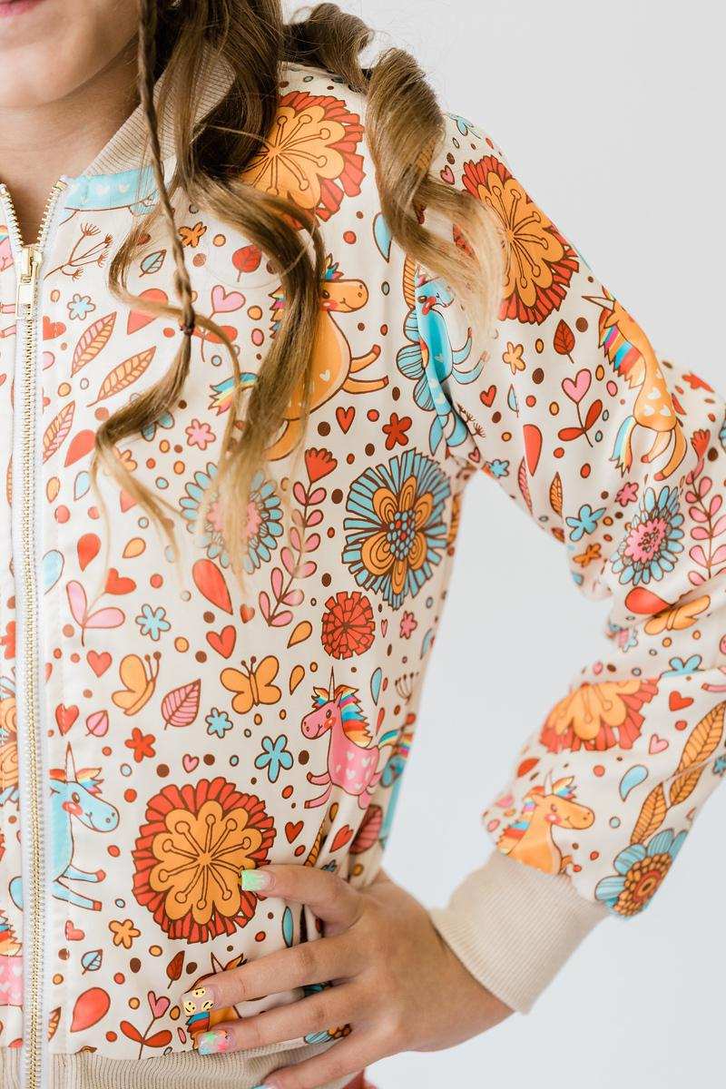 Retro Unicorns Satin Jacket - Mila & Rose ® - Flyclothing LLC