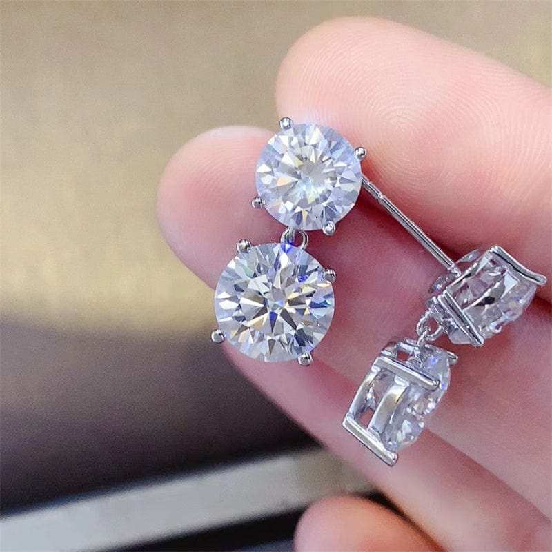 10 Carat Moissanite 925 Sterling Silver Earrings - Trendsi - Flyclothing LLC