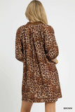 Umgee Full Size Leopard Print Mini Dress with Contrast Trim Plus Size - Trendsi - Flyclothing LLC