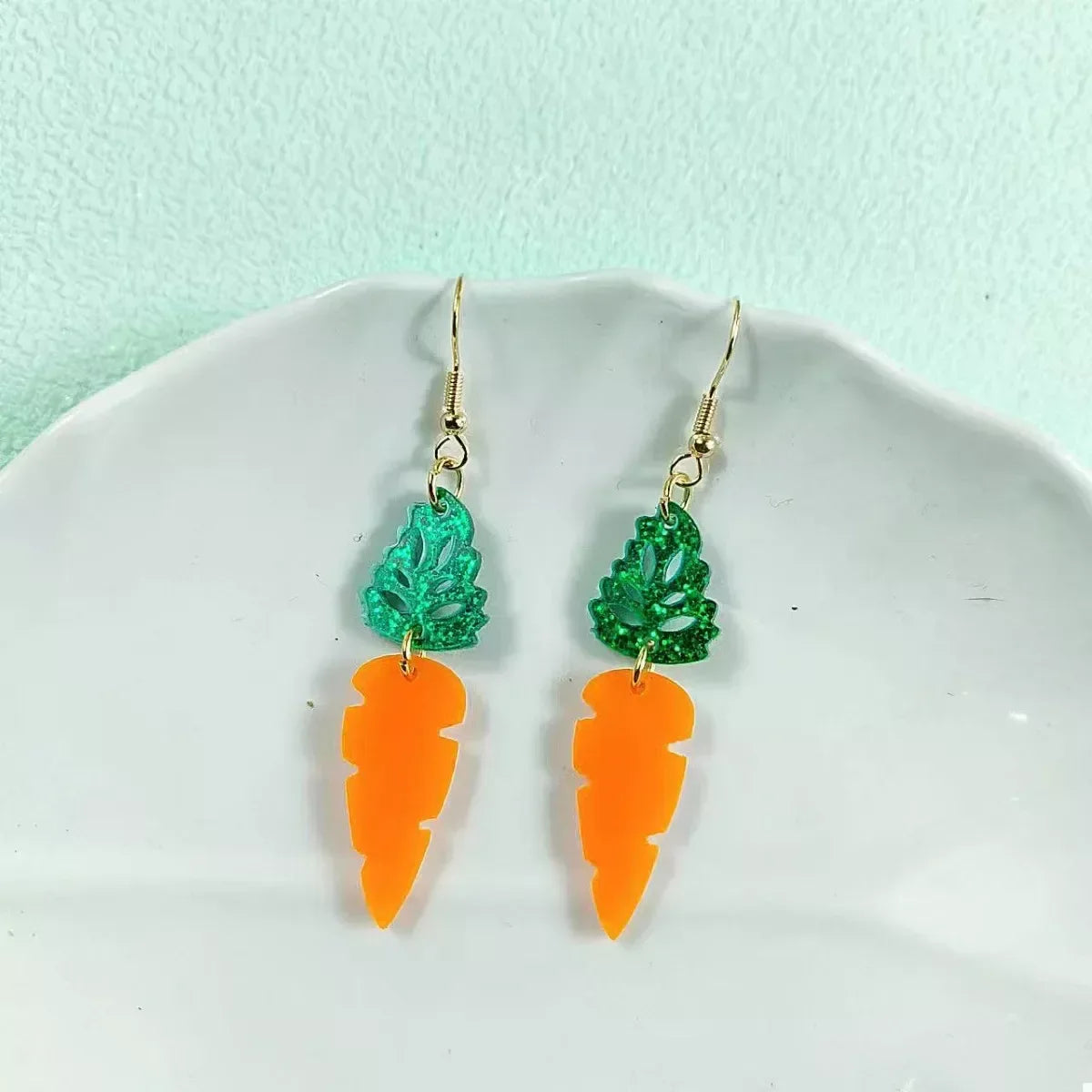 Carrot & Leaf Dangle Earrings - Trendsi - Flyclothing LLC