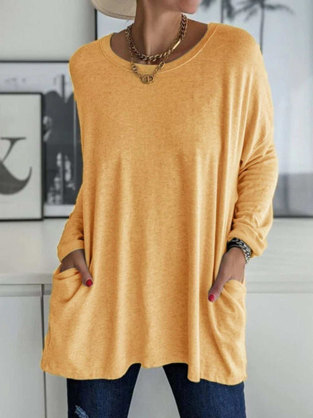 Full Size Round Neck Long Sleeve T-Shirt - Trendsi - Flyclothing LLC