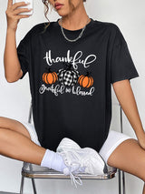 Round Neck Short Sleeve Fall Season Graphic T-Shirt - Trendsi - Flyclothing LLC