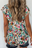 Abstract Print Ruffle Sleeve Blouse - Trendsi