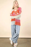 VERY J Color Block Oversized Summer Knit Cover Up - Trendsi