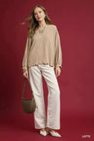 Umgee Linen Scallop Hem Long Sleeve Blouse - Trendsi - Flyclothing LLC