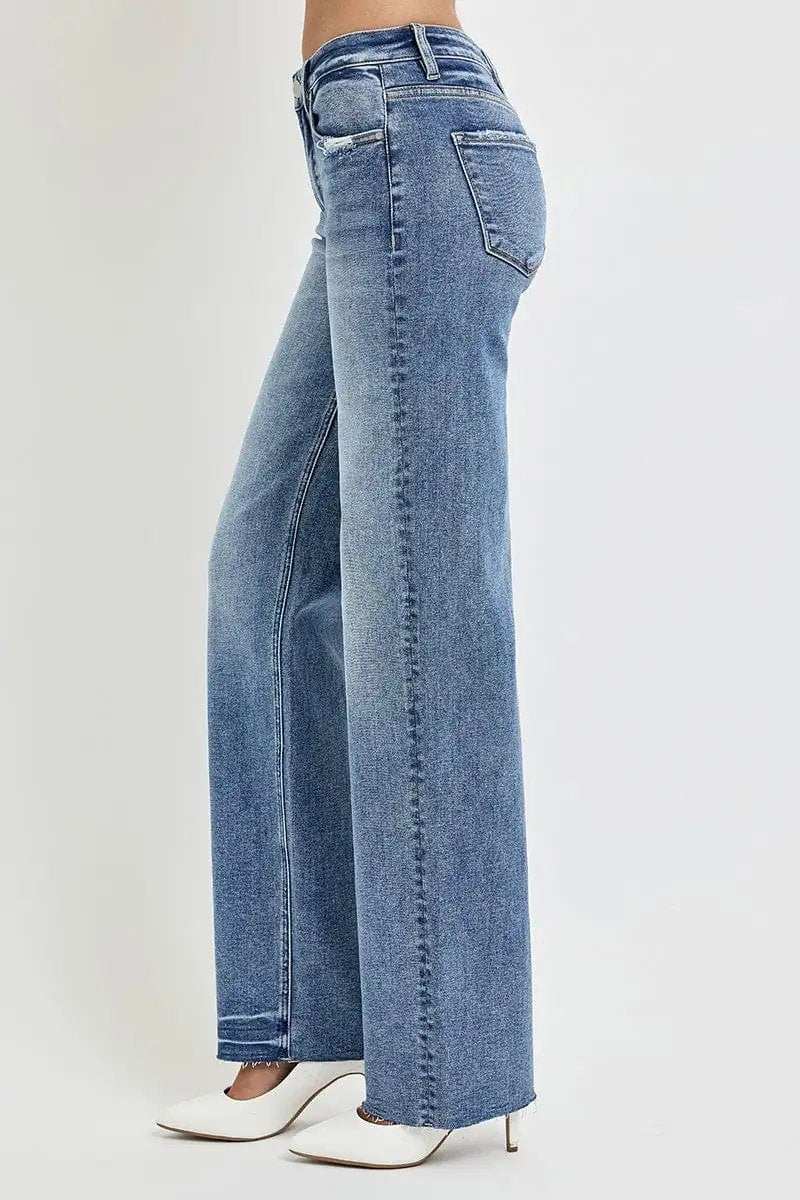 RISEN Full Size High Rise Straight Leg Jeans with Pockets - Trendsi - Flyclothing LLC