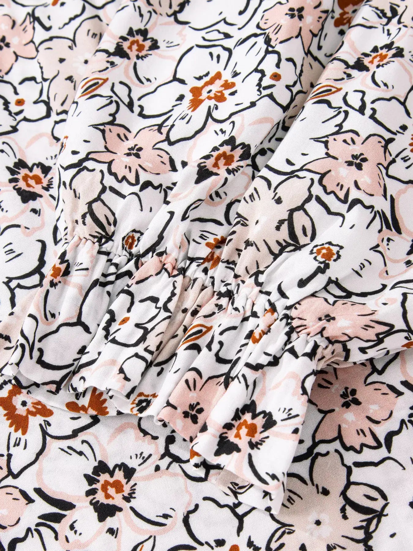 Floral Print Frilled Puff Sleeve Button Down Shirt - Trendsi - Flyclothing LLC
