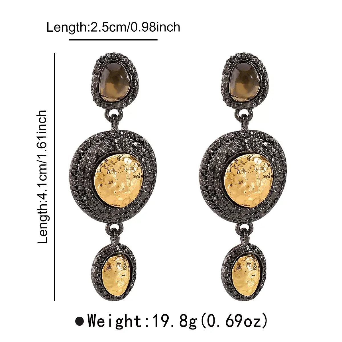 Vintage-Inspired Dangle Earrings with Gold Accents - Trendsi - Flyclothing LLC