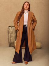 Plus Size Tied Long Sleeve Hooded Coat with Pockets - Trendsi - Flyclothing LLC