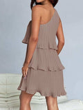 Layered Single Shoulder Mini Dress - Trendsi - Flyclothing LLC