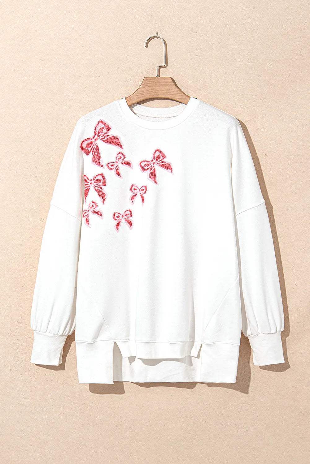Bow Round Neck Long Sleeve Sweatshirt - Trendsi - Flyclothing LLC