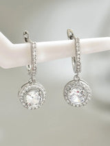 Stainless Steel Zircon Drop Earrings - Trendsi - Flyclothing LLC
