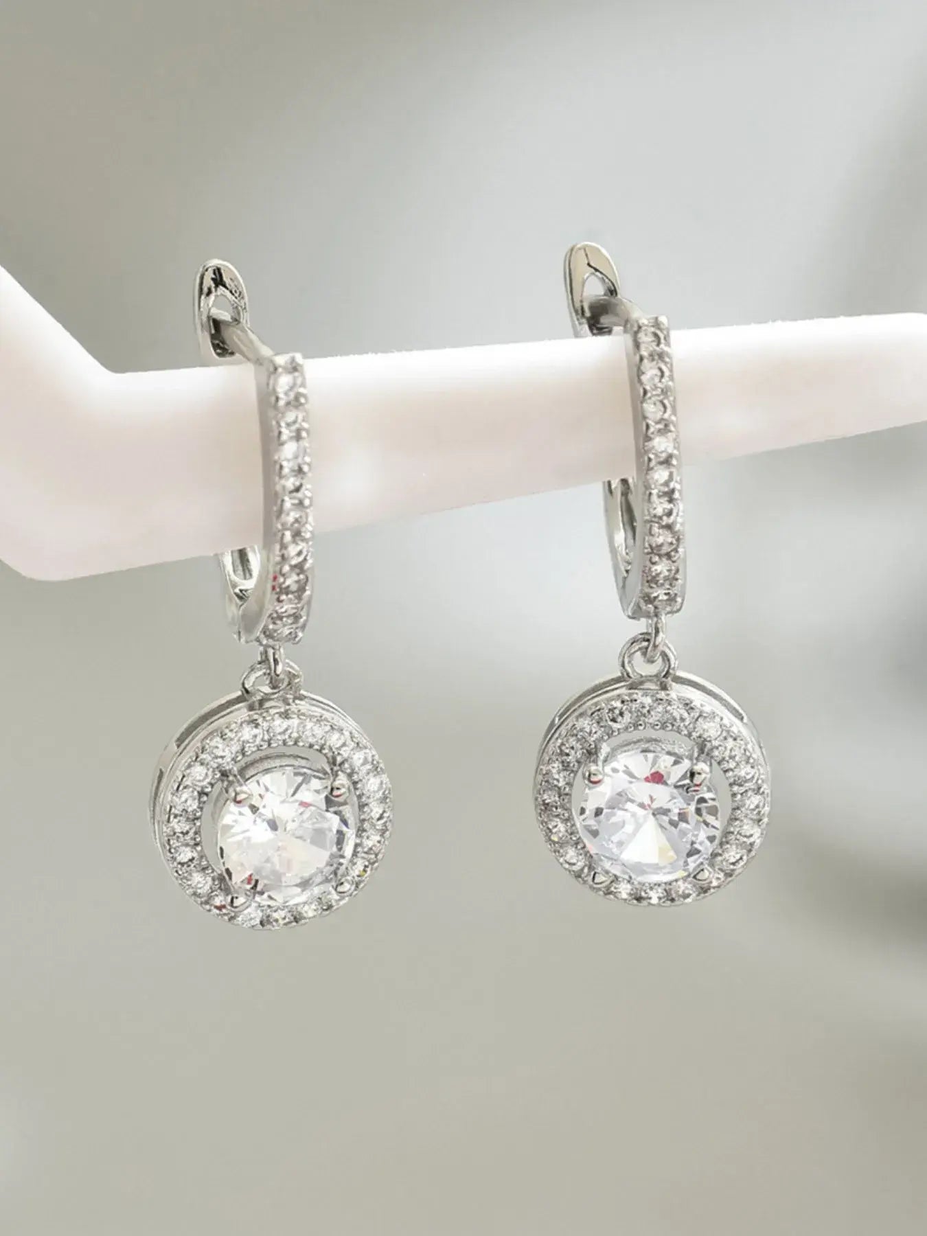 Stainless Steel Zircon Drop Earrings - Trendsi - Flyclothing LLC