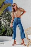 Button Fly Cropped Wide Leg Jeans - Trendsi - Flyclothing LLC