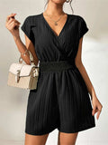 Tied Surplice Short Sleeve Romper - Trendsi - Flyclothing LLC