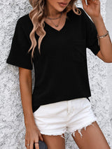V-Neck Dropped Shoulder T-Shirt - Trendsi - Flyclothing LLC