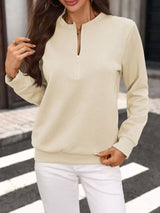 Textured Quarter-Zip Sweatshirt - Trendsi - Flyclothing LLC