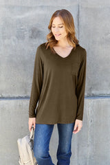 Basic Bae Full Size V-Neck Long Sleeve Top - ShopBasicbae - Flyclothing LLC