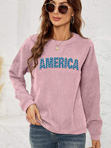 AMERICA Graphic Dropped Shoulder Sweatshirt - Trendsi - Flyclothing LLC
