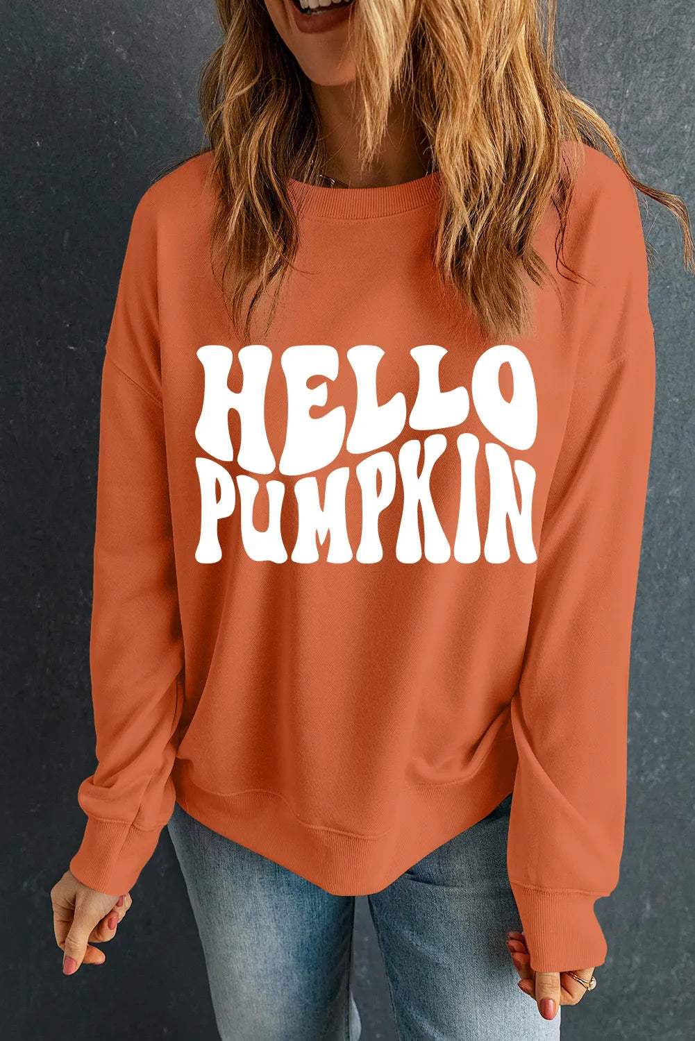 Letter Graphic Round Neck Long Sleeve Sweatshirt - Trendsi - Flyclothing LLC