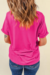 Flower Round Neck Short Sleeve T-Shirt - Trendsi - Flyclothing LLC