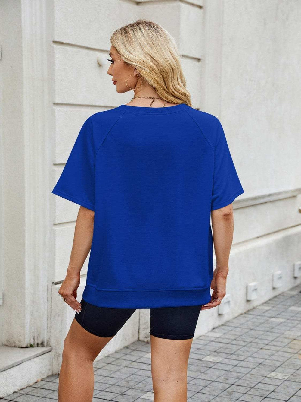 Round Neck Short Sleeve T-Shirt - Trendsi - Flyclothing LLC