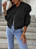 Baseball Collar Dropped Shoulder Jacket - Trendsi - Flyclothing LLC