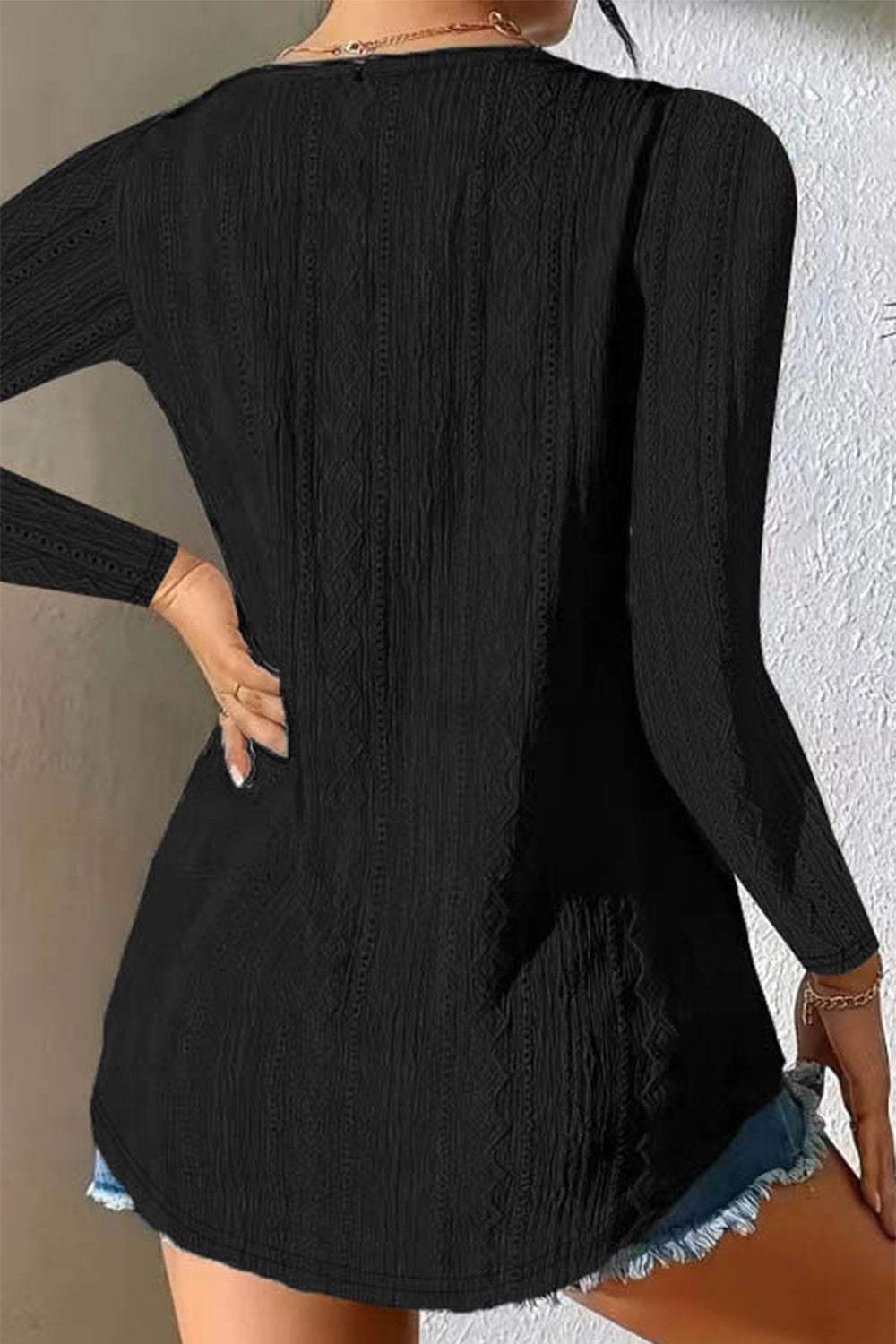 V-Neck Long Sleeve Blouse - Trendsi - Flyclothing LLC