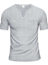 Men's Full Size Notched Short Sleeve T-Shirt Plus Size - Trendsi - Flyclothing LLC
