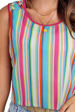 Striped Wide Strap Tank - Trendsi
