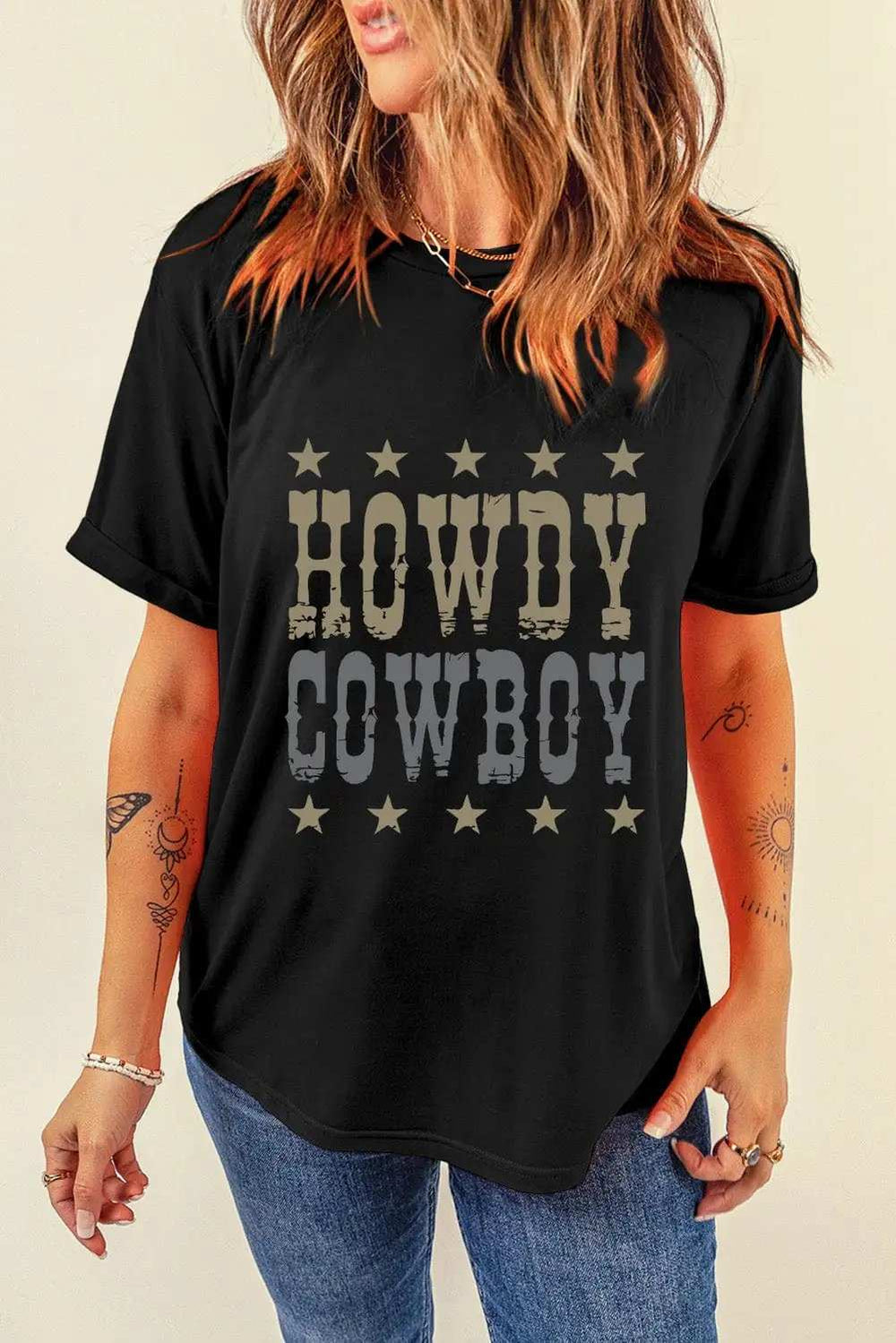 Letter Graphic Round Neck Short Sleeve T-Shirt - Trendsi - Flyclothing LLC