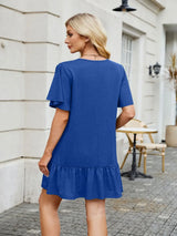 Round Neck Short Sleeve Mini Dress - Trendsi - Flyclothing LLC
