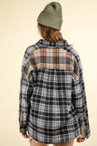 VERY J Contrast Plaid Raw Detail Shirt - Trendsi