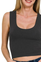 Zenana Double Layered Cropped Tank Top - Trendsi - Flyclothing LLC