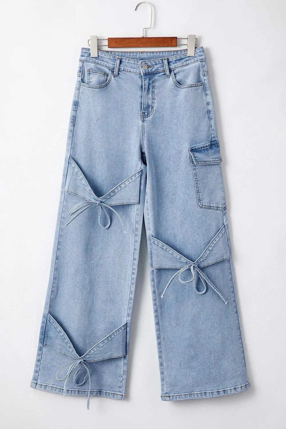 Bowknot Decor Cargo Jeans - Trendsi - Flyclothing LLC