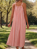 Striped Tie Neck Midi Cami Dress - Trendsi
