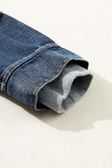 Fake Two-Piece Hooded Zip-Up Denim Jacket - Trendsi - Flyclothing LLC