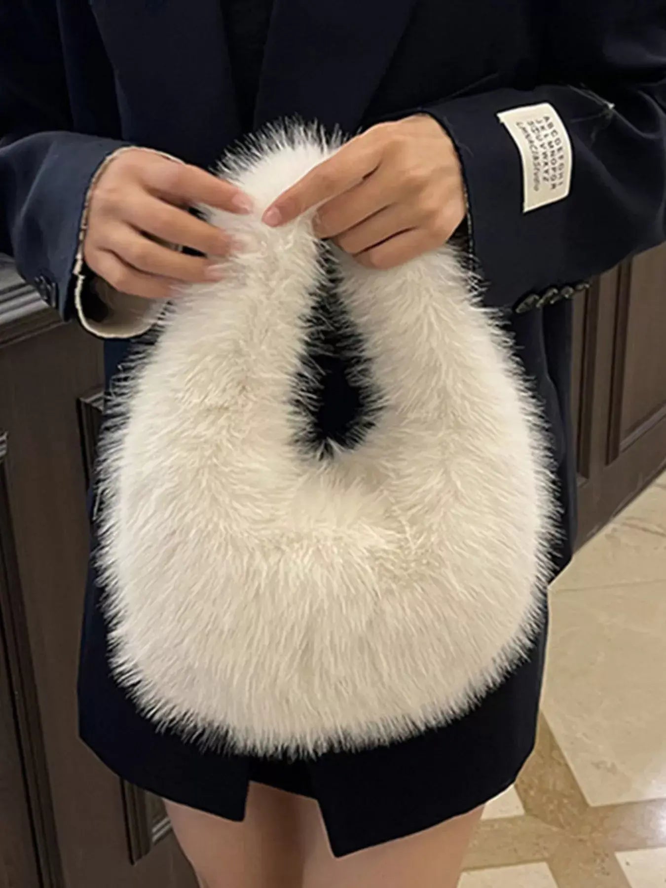 Fluffy Solid Color Handbag - Trendsi - Flyclothing LLC
