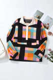 Plus Size Color Block Half Snap Long Sleeve Sweatshirt - Trendsi - Flyclothing LLC