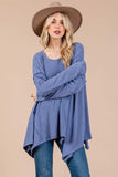 Ces Femme Asymmetrical Long Sleeve top - Trendsi - Flyclothing LLC