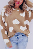 Heart Round Neck Long Sleeve Sweater - Trendsi