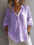 Collared Neck Long Sleeve Shirt - Trendsi - Flyclothing LLC