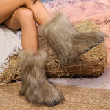 Faux Fur Winter Boots - Trendsi - Flyclothing LLC